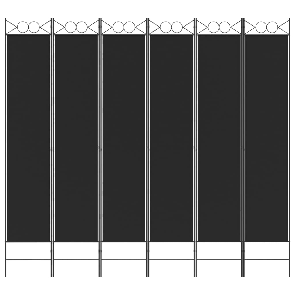 vidaXL Kambario pertvara, 6 dalių, juodos spalvos, 240x220cm, audinys