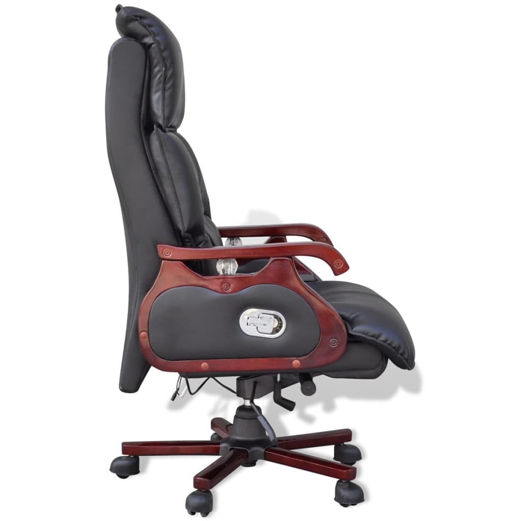 vidaXL Masažinė kėdė, juodos spalvos, dirbtinė oda