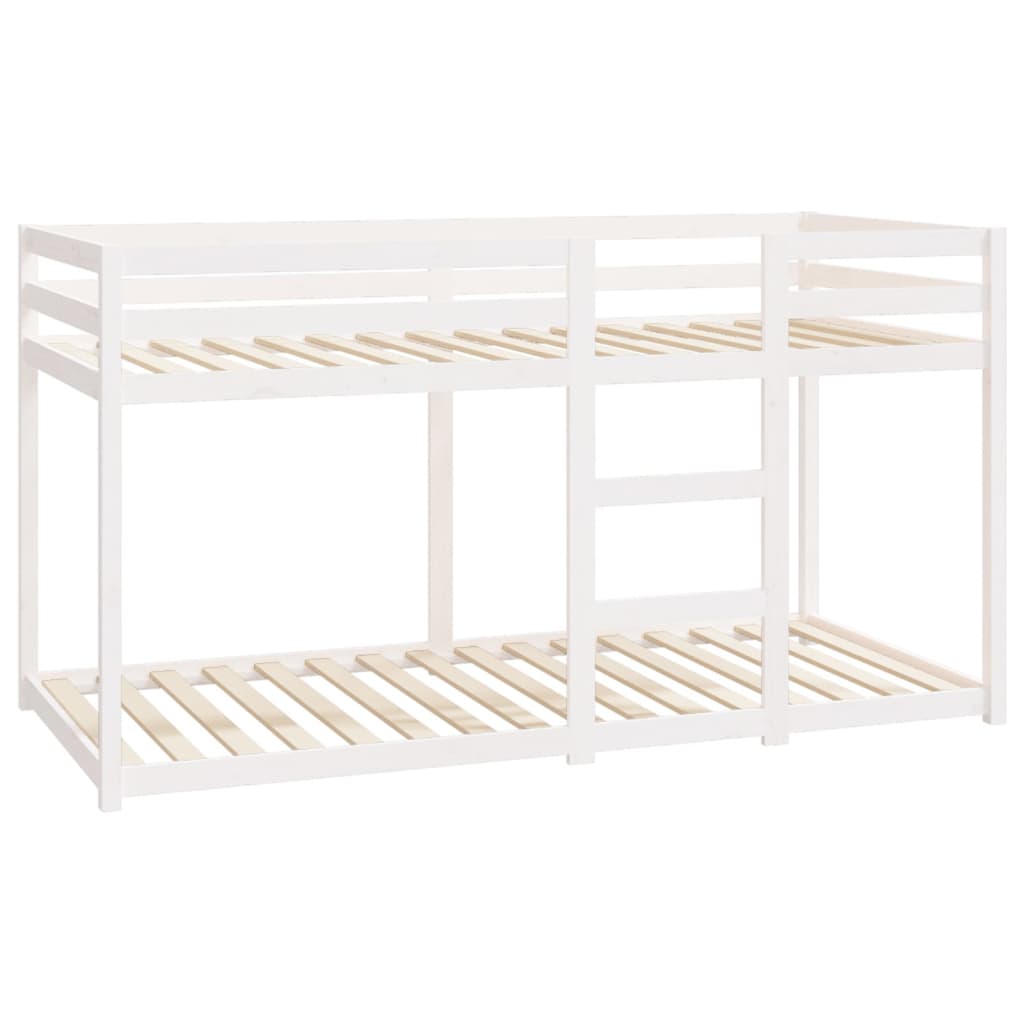 vidaXL Dviaukštė lova, balta, 90x200cm, pušies medienos masyvas