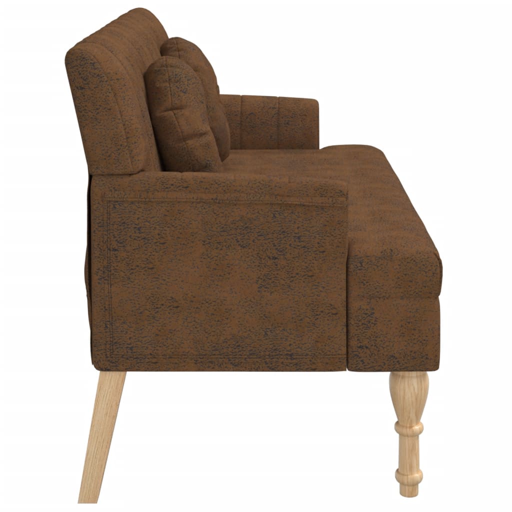 vidaXL Suoliukas su pagalvėlėmis, rudas, 113x64,5x75,5cm, dirbtinė oda