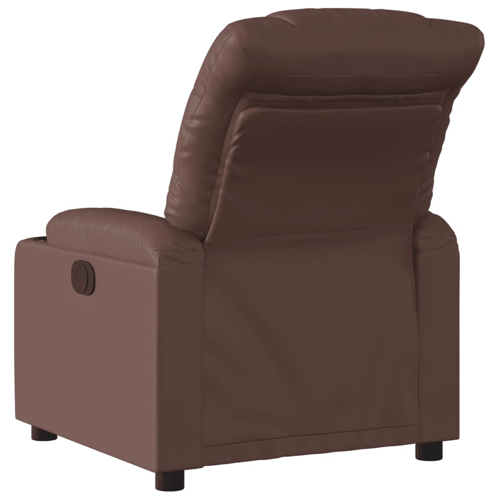 vidaXL Elektrinis atlošiamas krėslas, rudos spalvos, dirbtinė oda