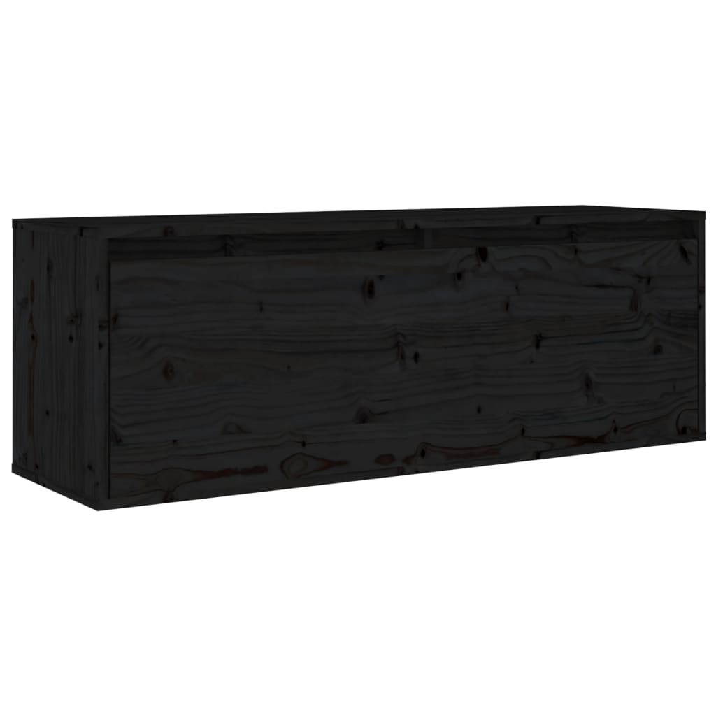 vidaXL Sieninė spintelė, juoda, 100x30x35cm, pušies medienos masyvas