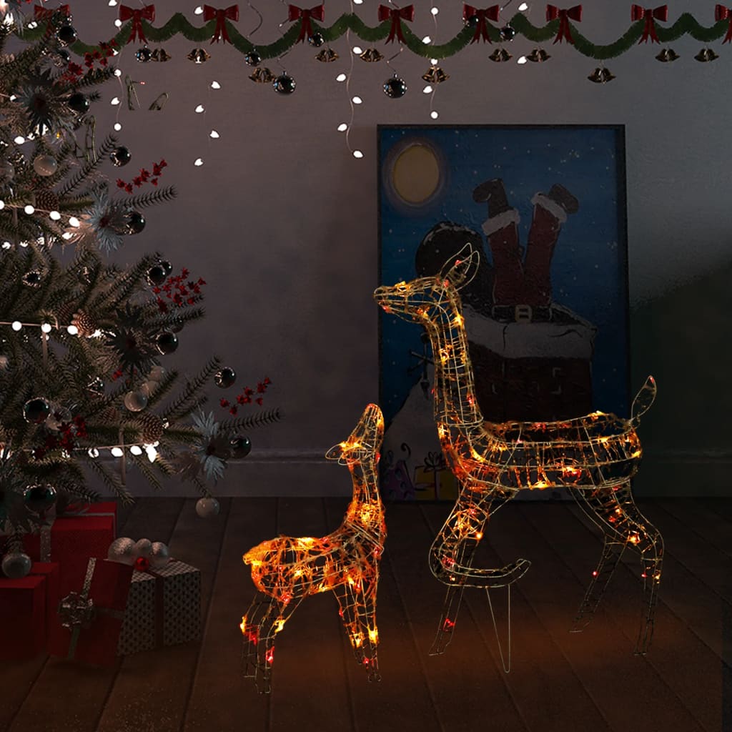 vidaXL Kalėdinė dekoracija elnių šeima, akrilas, 160 spalvotų LED