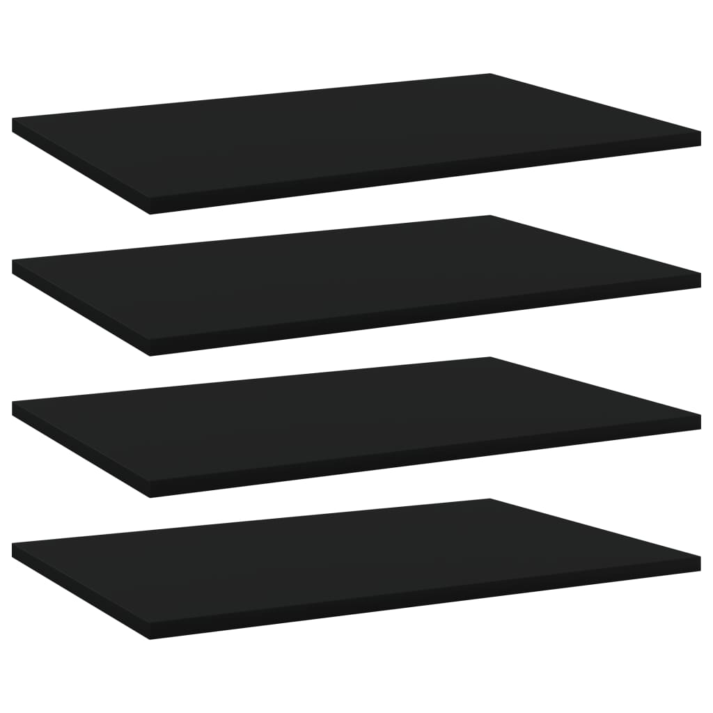 vidaXL Knygų lentynos plokštės, 4vnt., juodos, 60x40x1,5cm, MDP