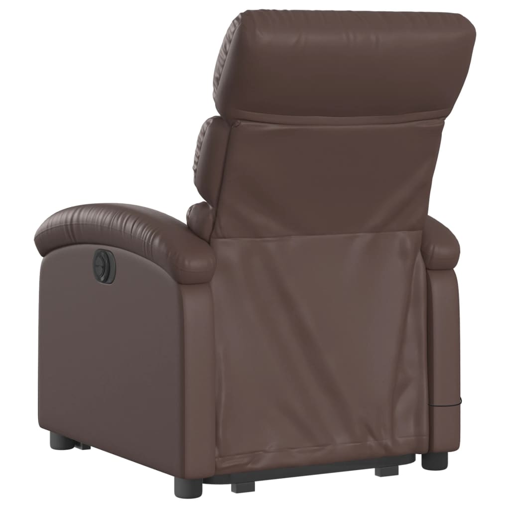 vidaXL Atsistojantis atlošiamas masažinis krėslas, rudas, dirbtinė oda