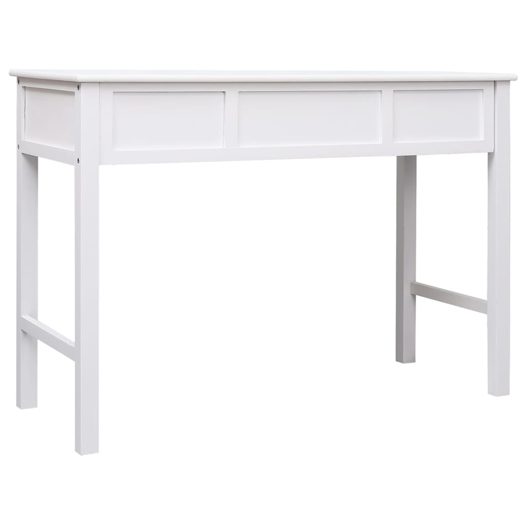 vidaXL Rašomasis stalas, baltas, 108x45x76cm, paulovnijos masyvas