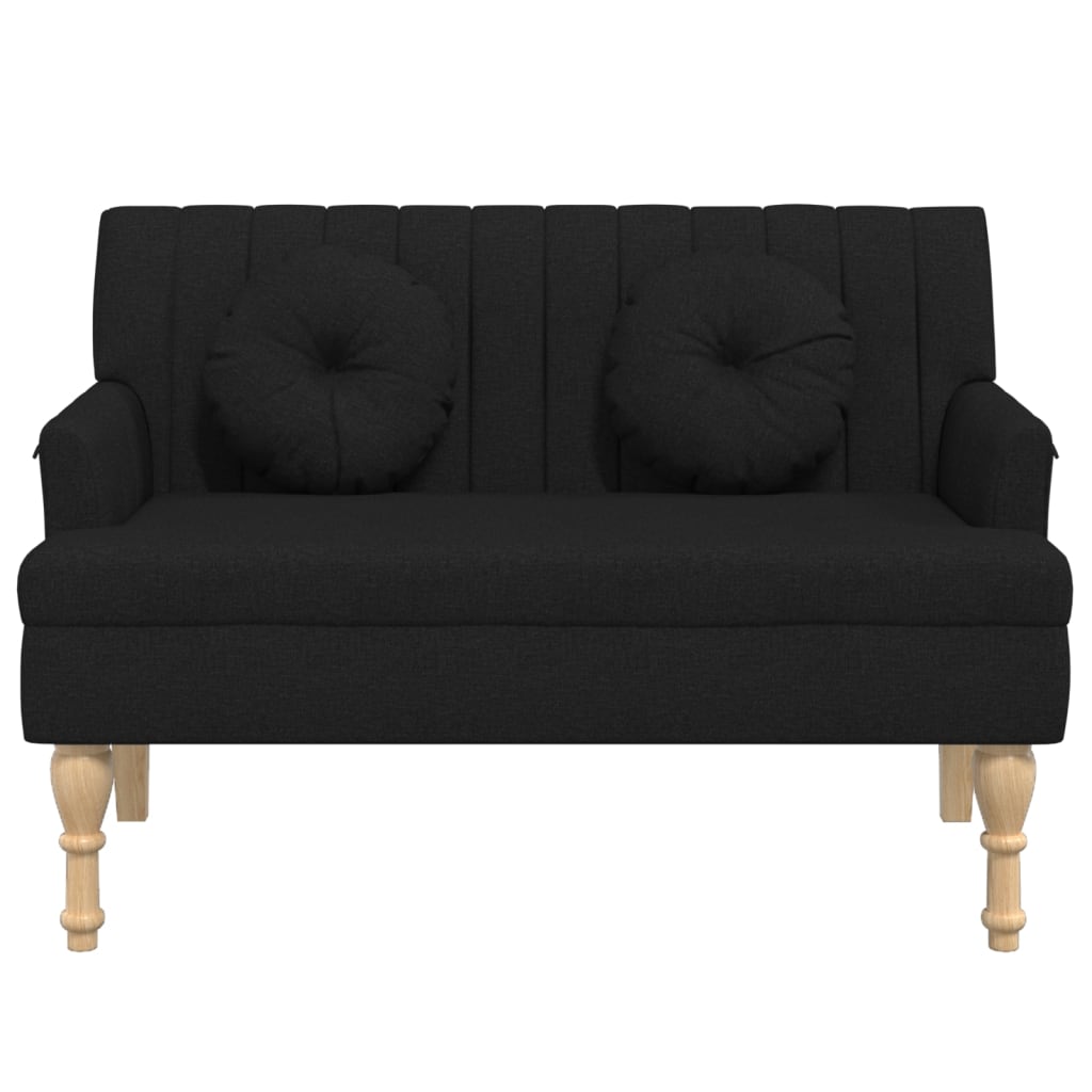 vidaXL Suoliukas su pagalvėlėmis, juodas, 113x64,5x75,5cm, audinys