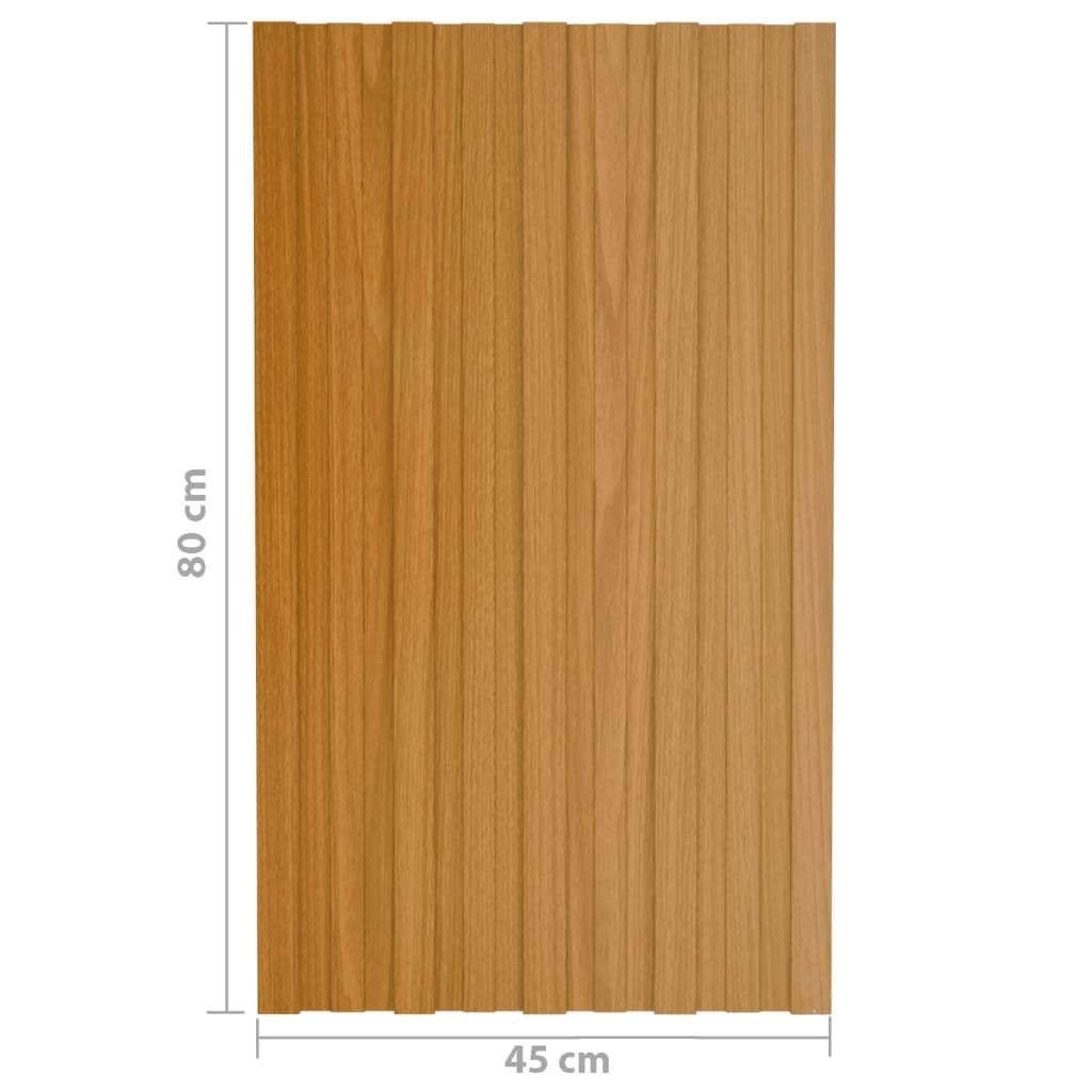 vidaXL Stogo plokštės, 36vnt., šviesios medienos, 80x45cm, plienas