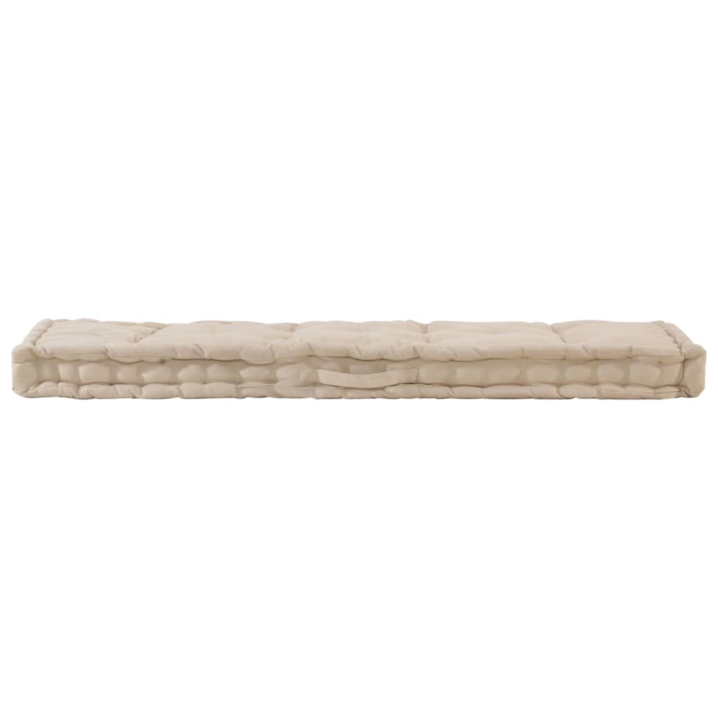 vidaXL Paletės/grindų pagalvėlė, smėlio spalvos, 120x40x7cm, medvilnė