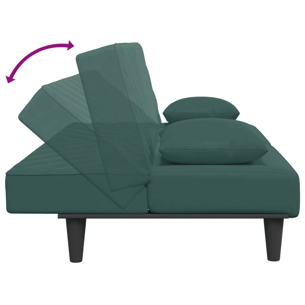 vidaXL Sofos komplektas su pagalvėmis, 2 dalių, žalias, aksomas