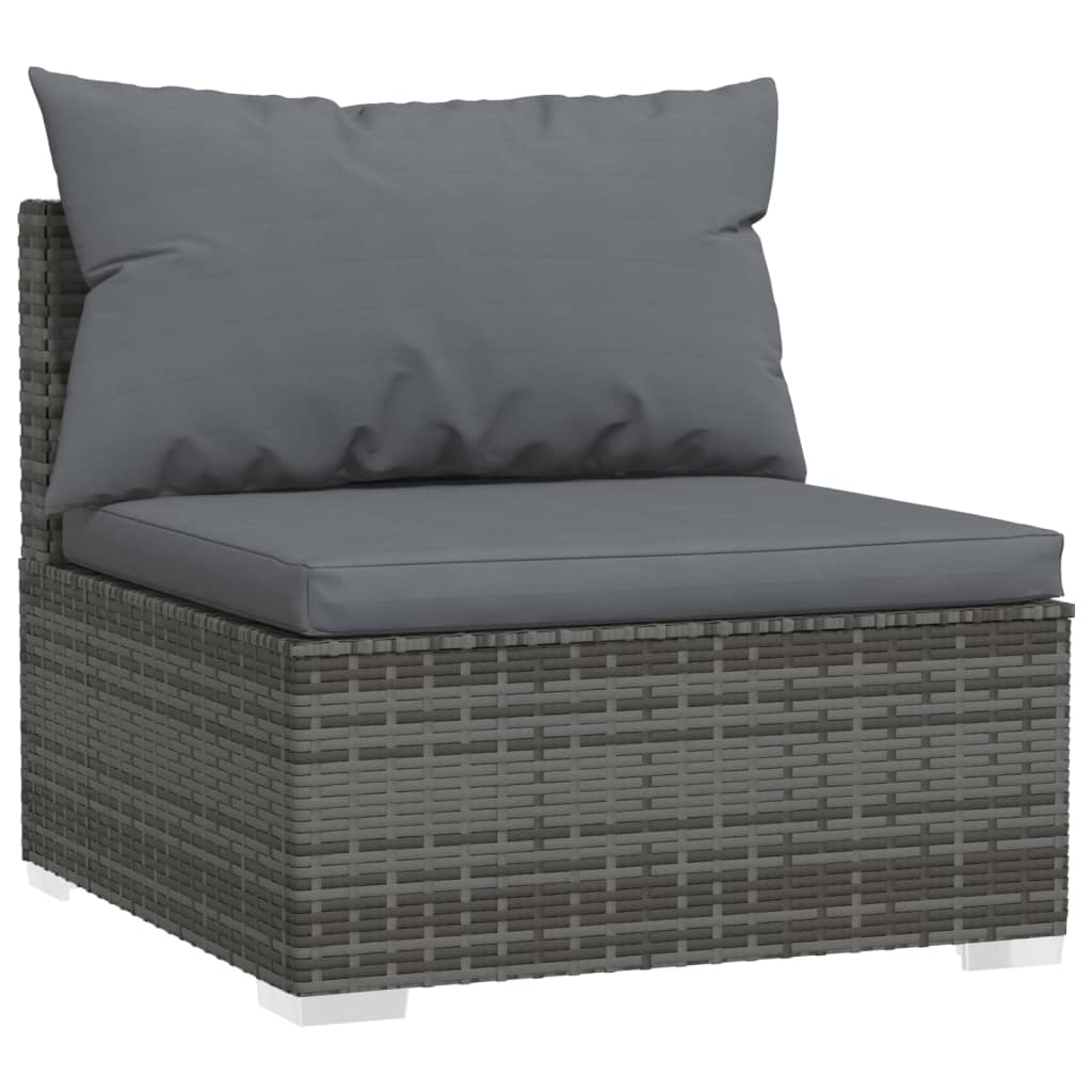 vidaXL Keturvietė sofa su pagalvėlėmis, pilkos spalvos, poliratanas