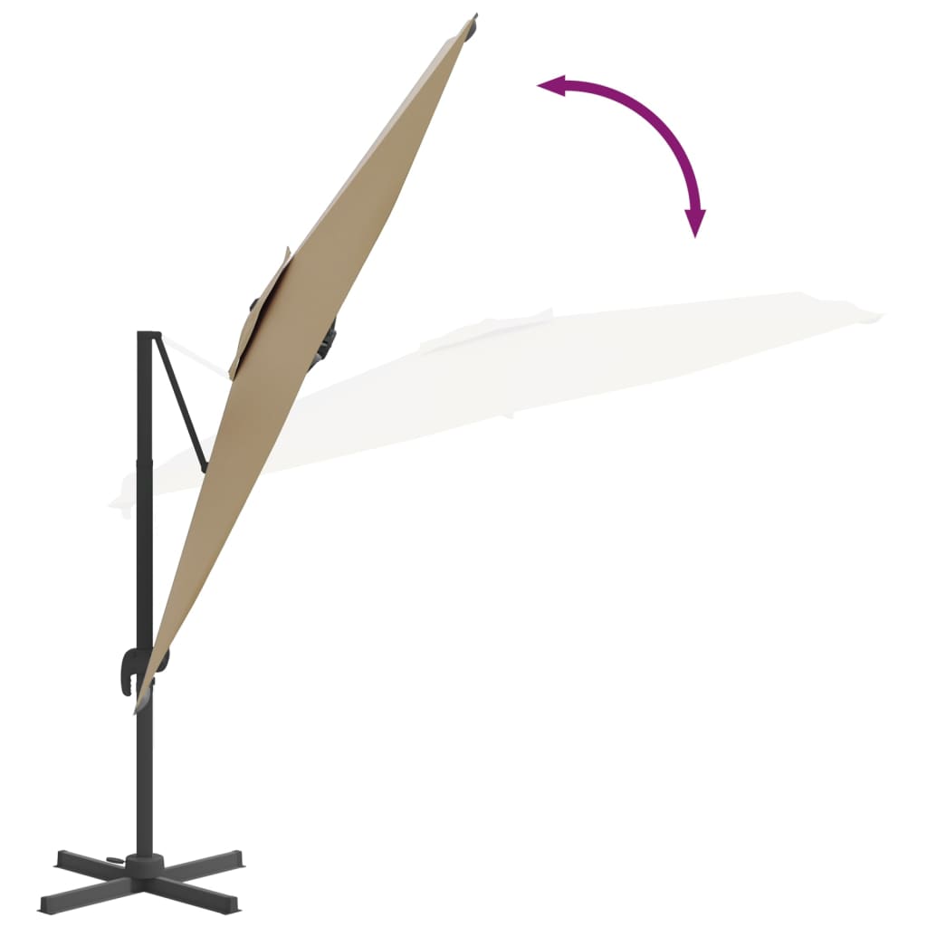 vidaXL Gembės formos skėtis su aliuminiu stulpu, taupe, 300x300cm