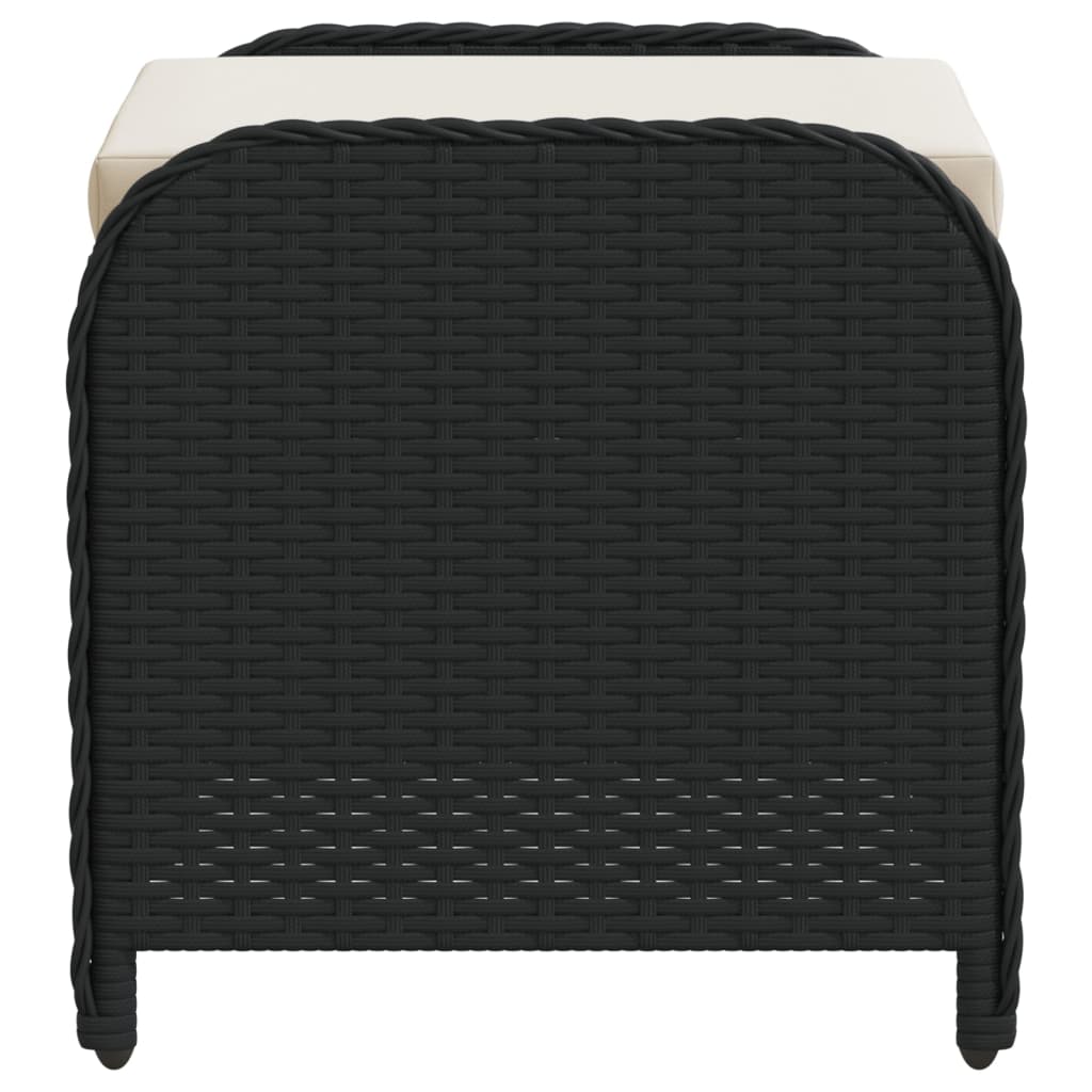 vidaXL Sodo taburetė su pagalvėle, juoda, 58x46x46cm, poliratanas