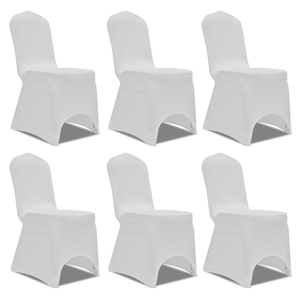 vidaXL Kėdžių užvalkalai, 12vnt., baltos spalvos, įtempiami (2x241197)