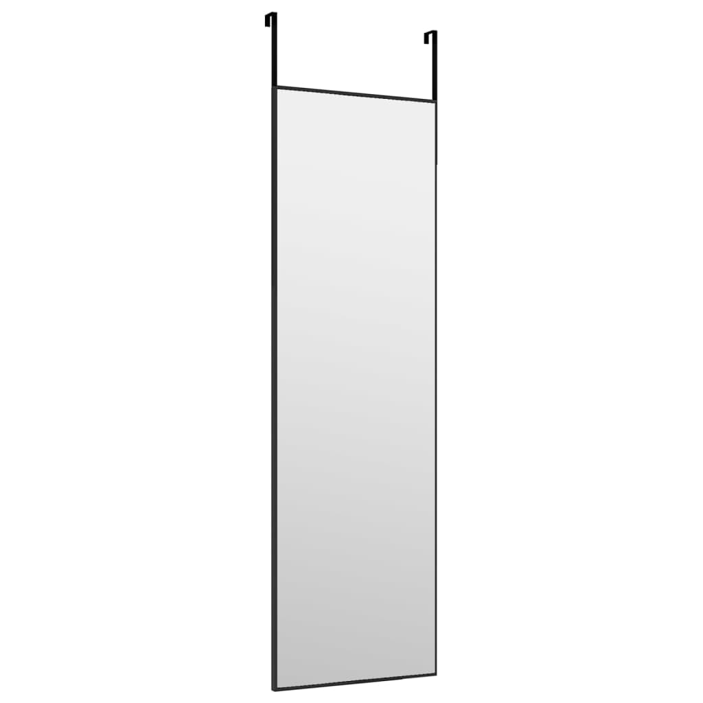 vidaXL Veidrodis ant durų, juodas, 30x100cm, stiklas ir aliuminis