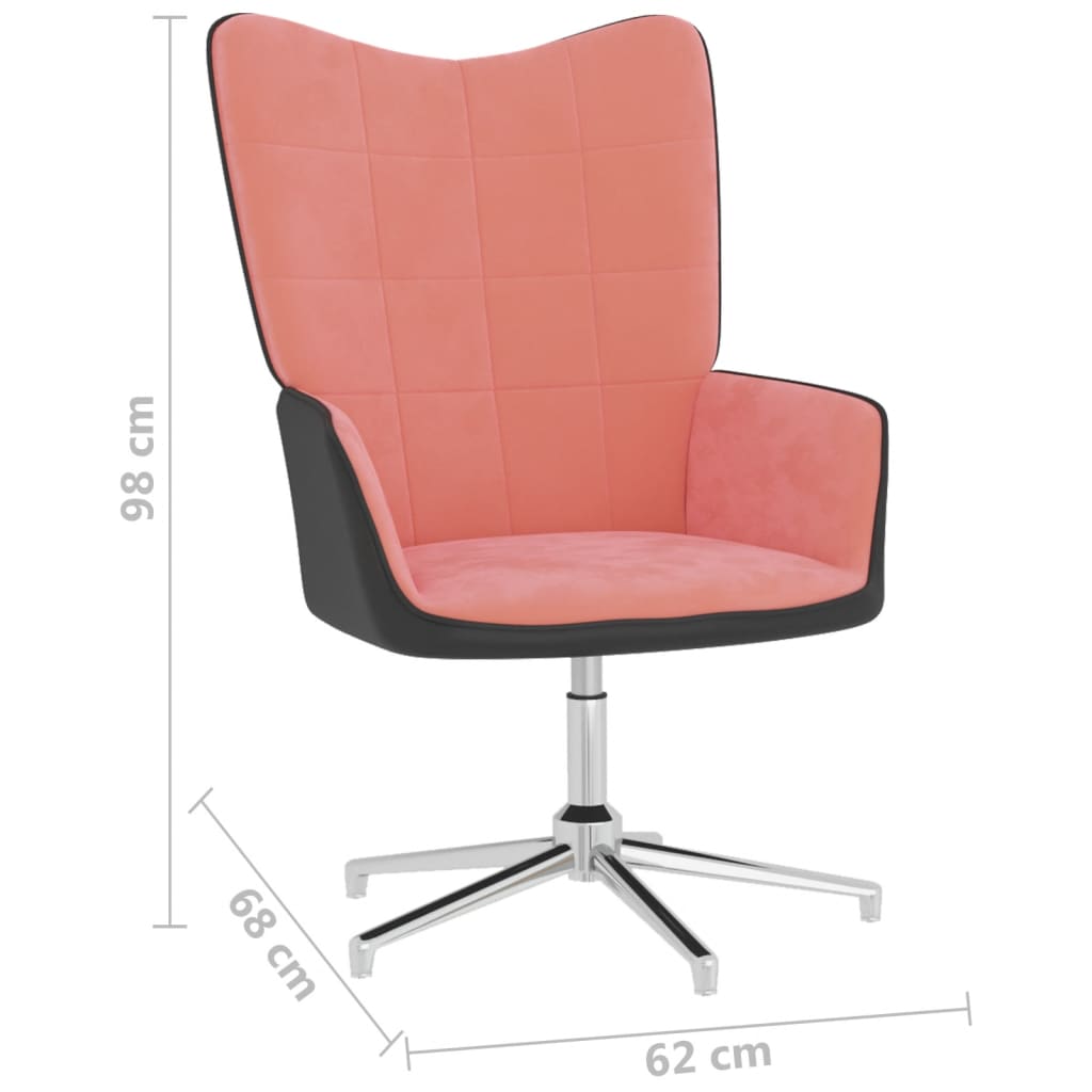 vidaXL Poilsio kėdė, rožinės spalvos, aksomas ir PVC