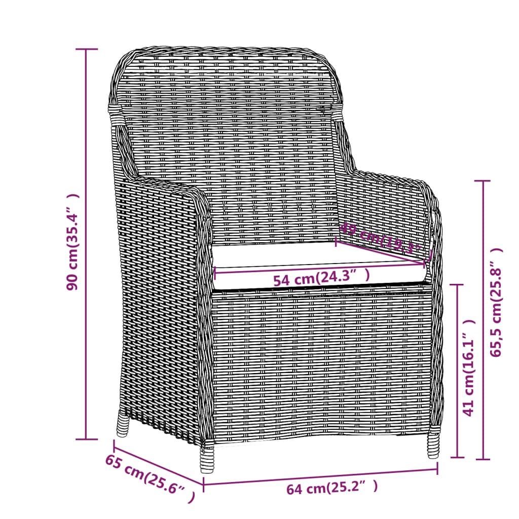 vidaXL Sodo komplektas su pagalvėlėmis, 3 dalių, juodos spalvos