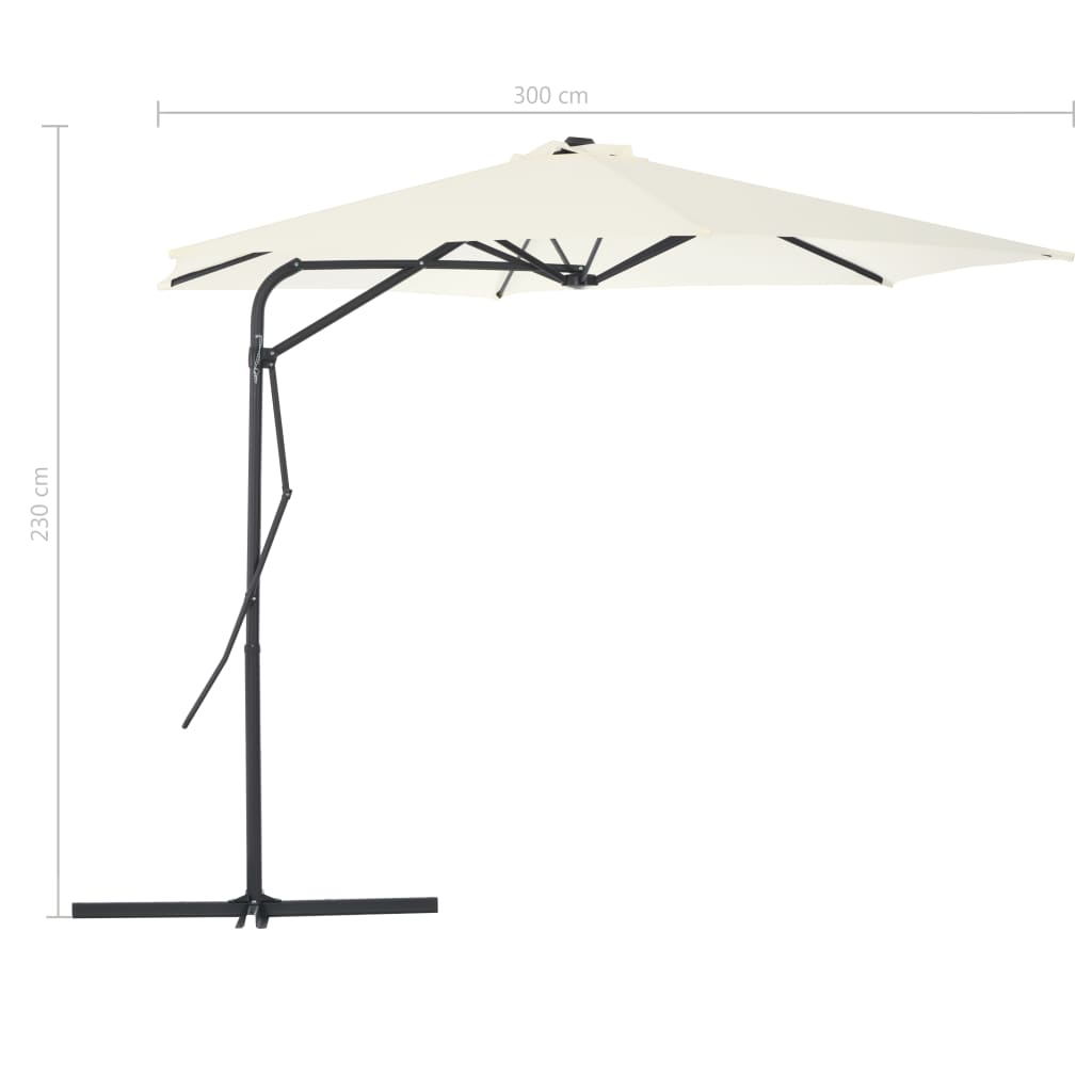 vidaXL Lauko skėtis su plieniniu stulpu, smėlio sp., 300 cm