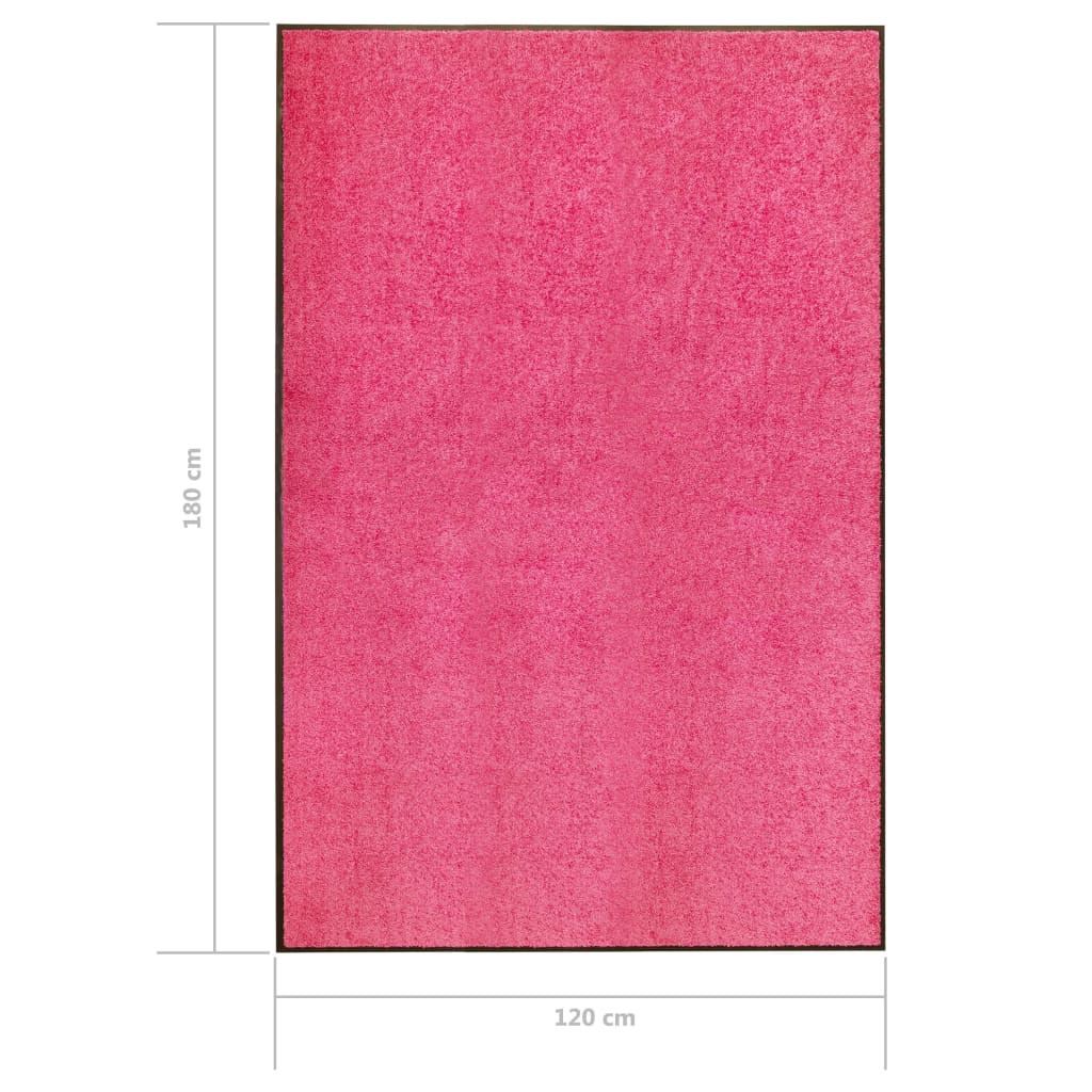 vidaXL Durų kilimėlis, rožinės spalvos, 120x180cm, plaunamas
