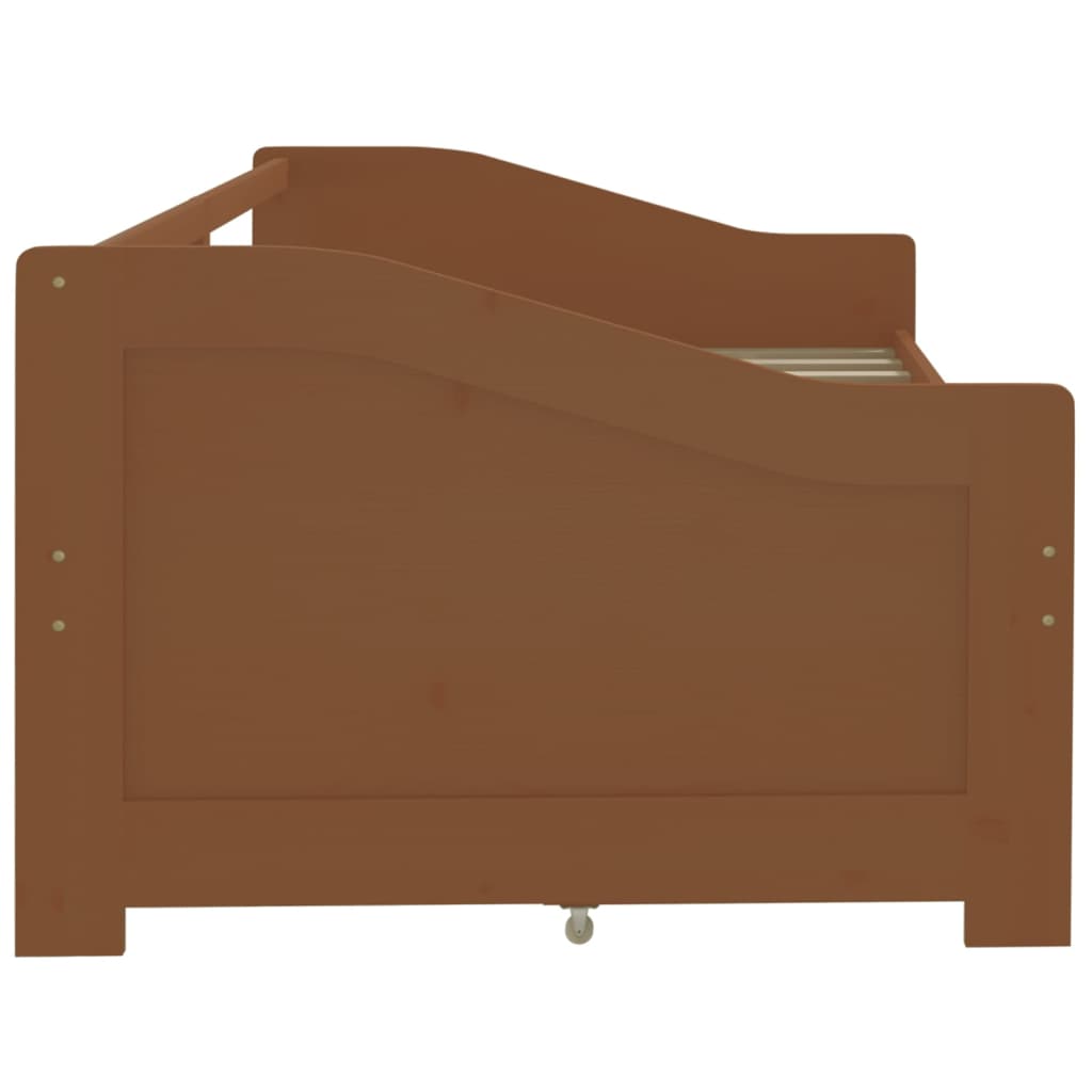 vidaXL Trivietė lova su stalčiais, medaus ruda, 90x200cm, pušis