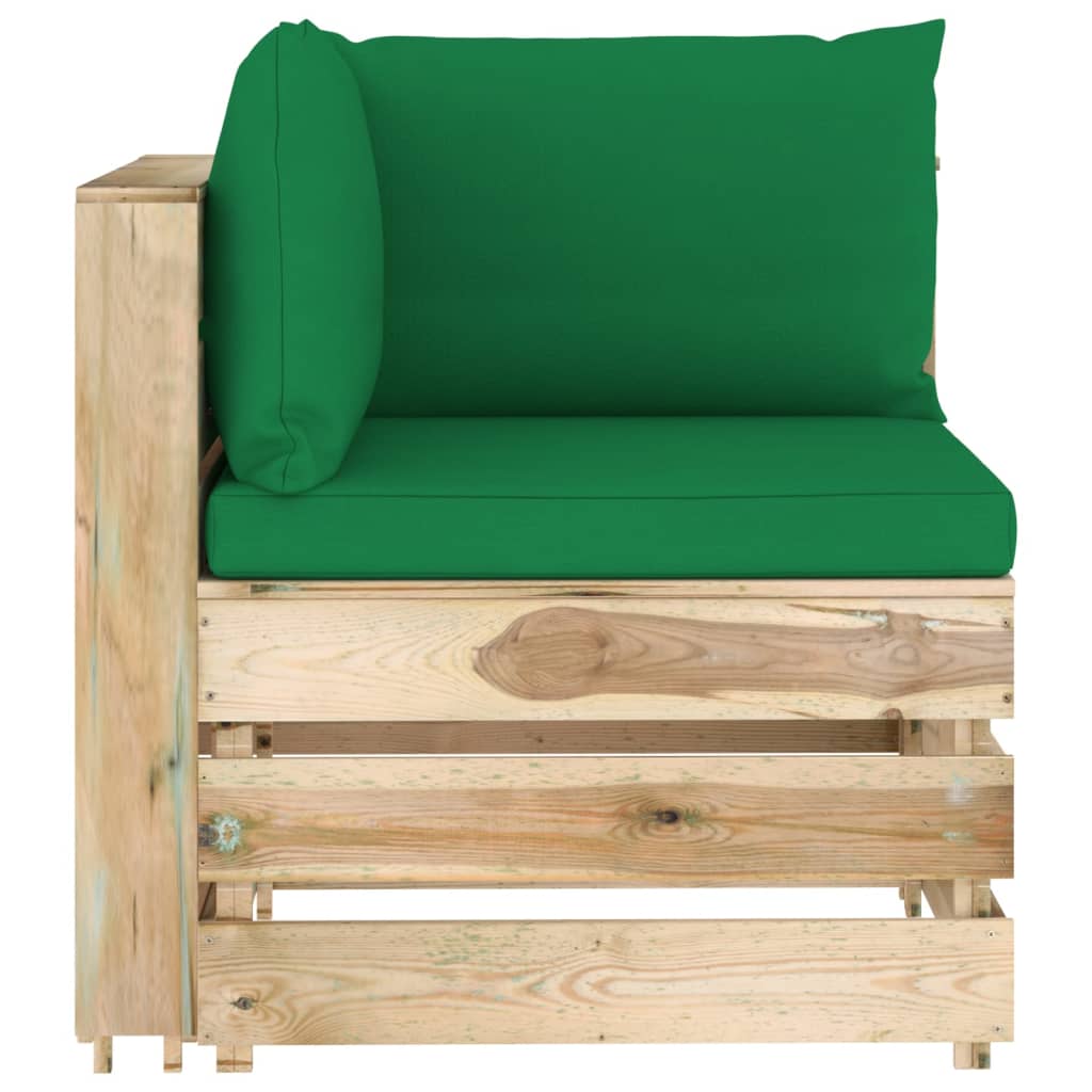 vidaXL Dvivietė sodo sofa su pagalvėlėmis, žaliai impregnuota mediena