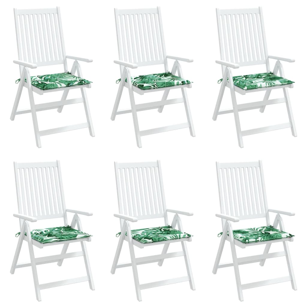 vidaXL Kėdės pagalvėlės, 6vnt., 50x50x3cm, audinys, su lapais