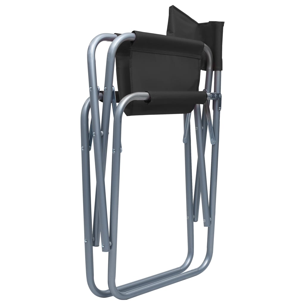 vidaXL Režisieriaus kėdės, 2vnt., juodos spalvos, plienas