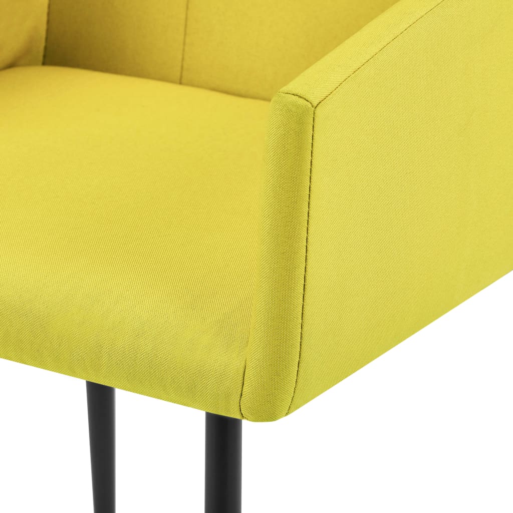 vidaXL Valgomojo kėdės su porankiais, 6vnt., geltonos, audinys