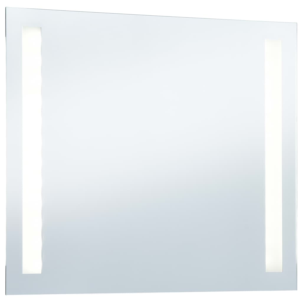 vidaXL Sieninis vonios kambario veidrodis su LED, 60x50cm
