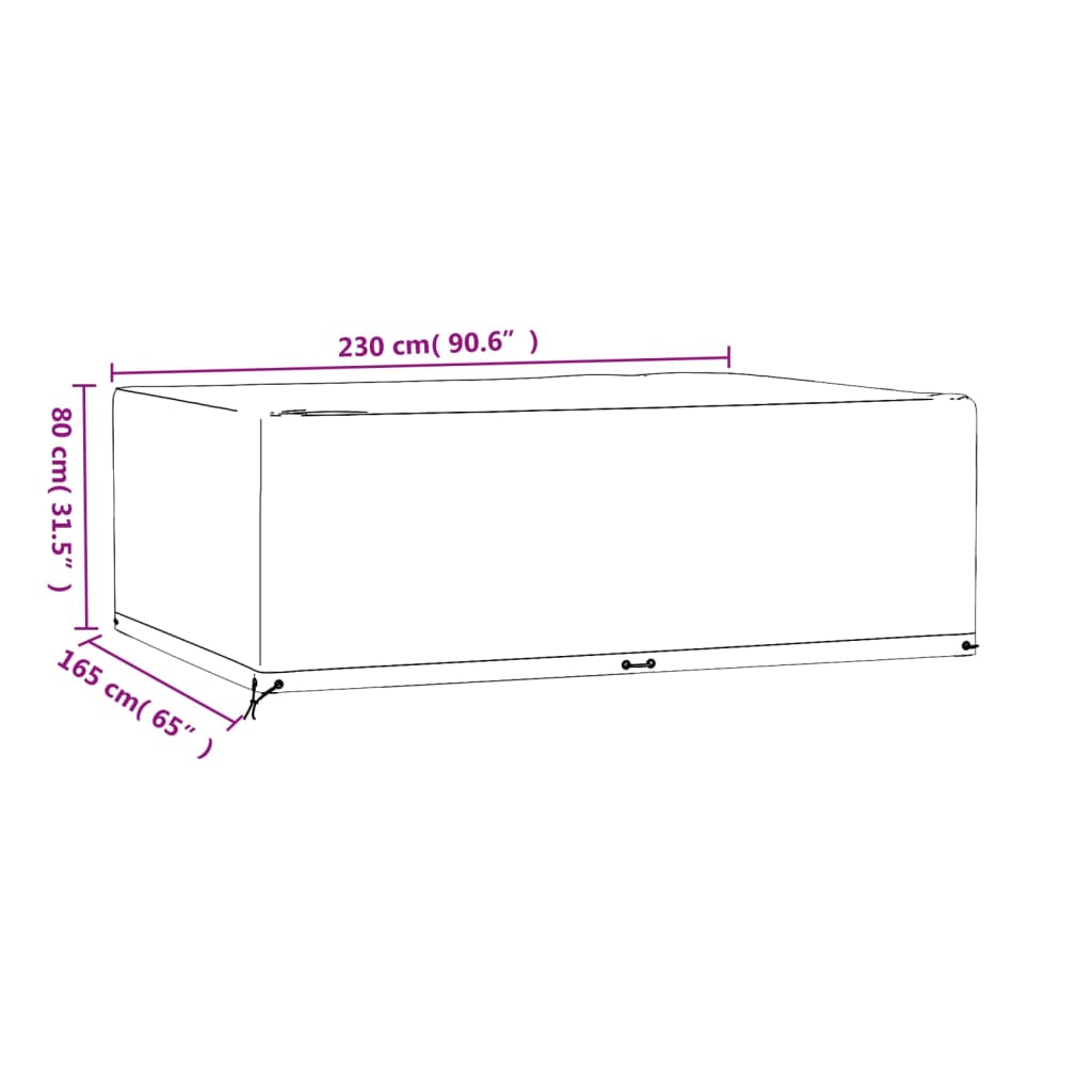 vidaXL Sodo baldų uždangalas, 230x165x80cm, 12 kilpučių, stačiakampis