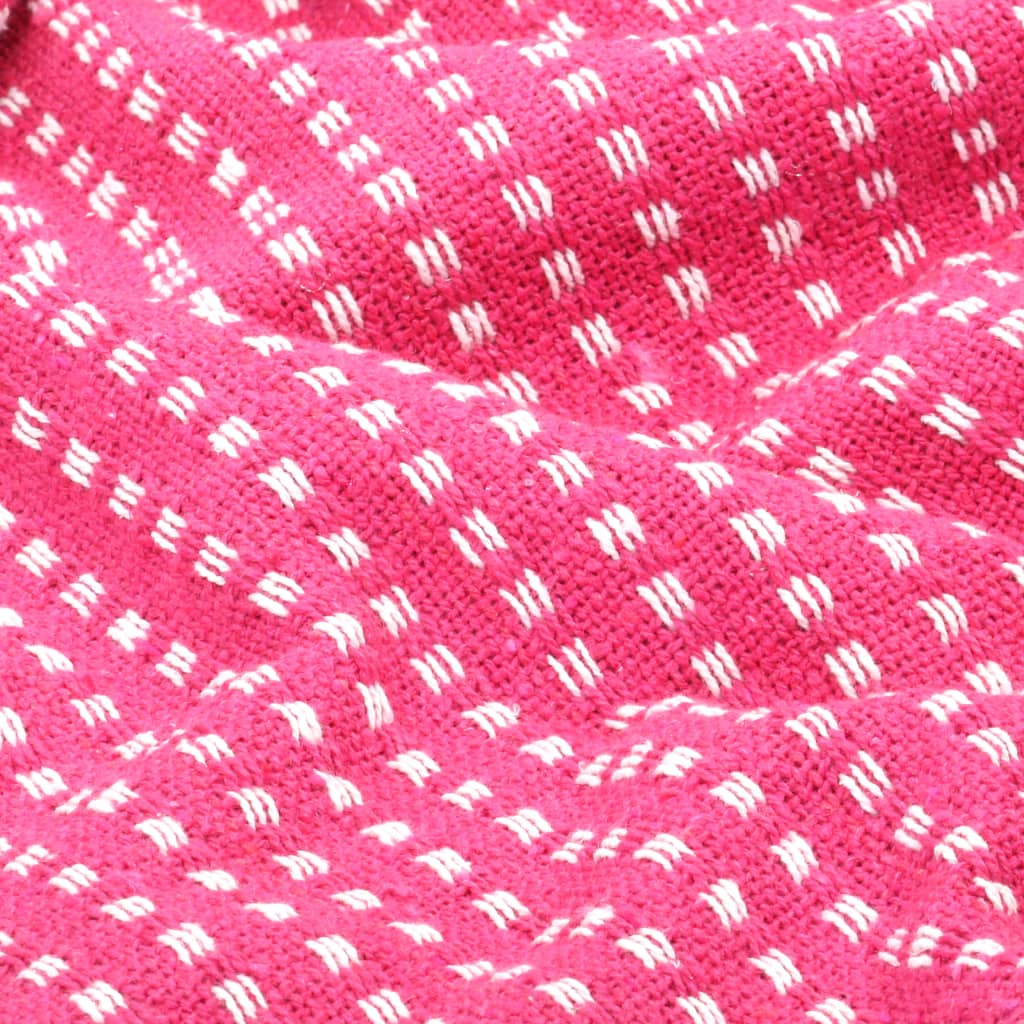 vidaXL Pledas, medvilnė, kvadratų raštas, 160x210cm, rožinė spalva