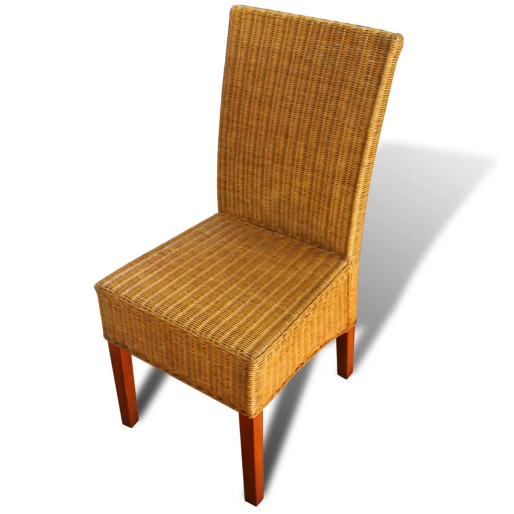 vidaXL Valgomojo kėdės, 6 vnt., rudos, natūralus ratanas