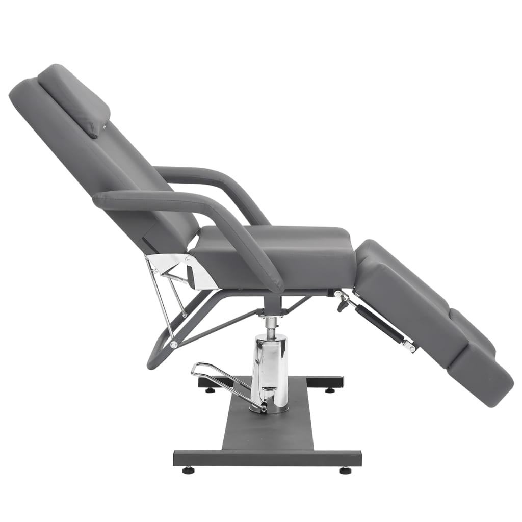 vidaXL Kosmetologinė kėdė, pilkos spalvos, 180x62x78cm, dirbtinė oda