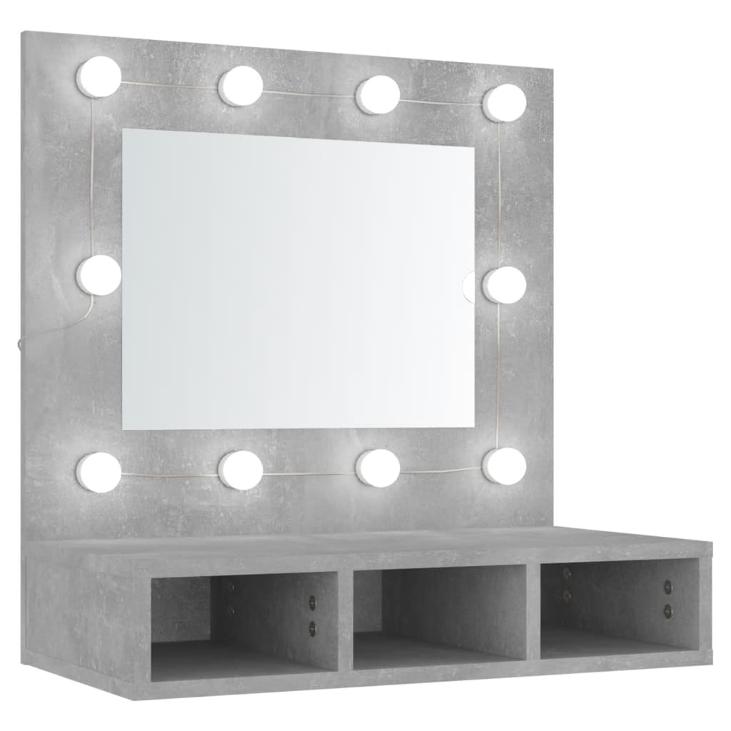 vidaXL Veidrodinė spintelė su LED, betono pilka, 60x31,5x62cm