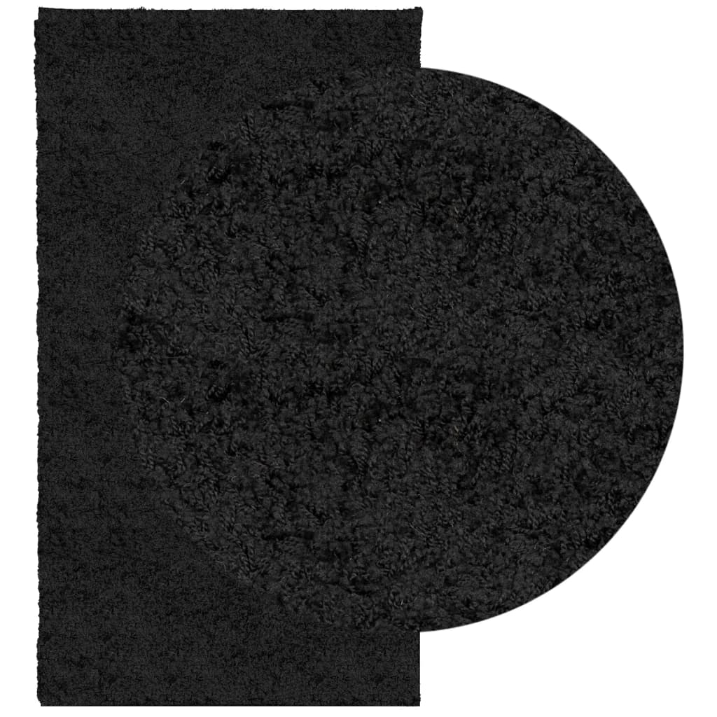 vidaXL Shaggy kilimas PAMPLONA, juodas, 60x110cm, aukšti šereliai