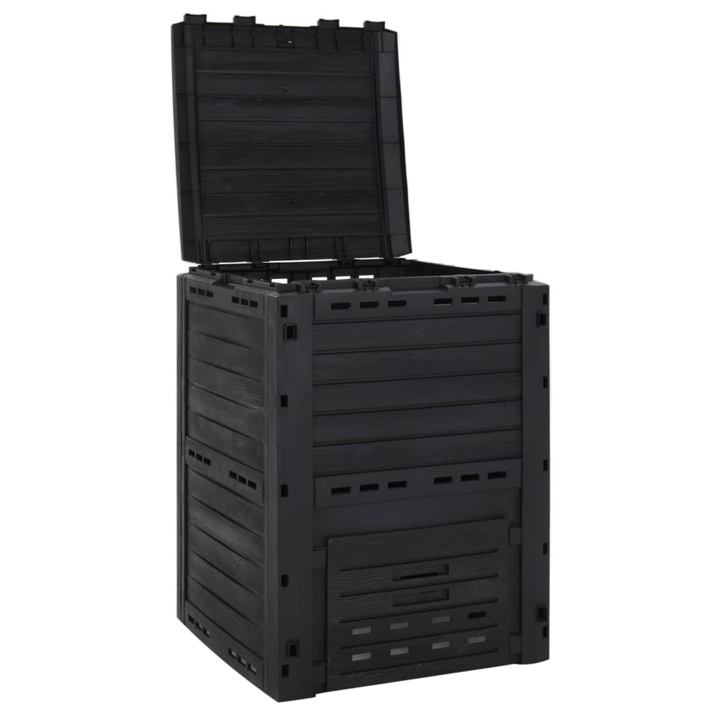 vidaXL Sodo komposto dėžė, juodos spalvos, 280l, polipropilenas