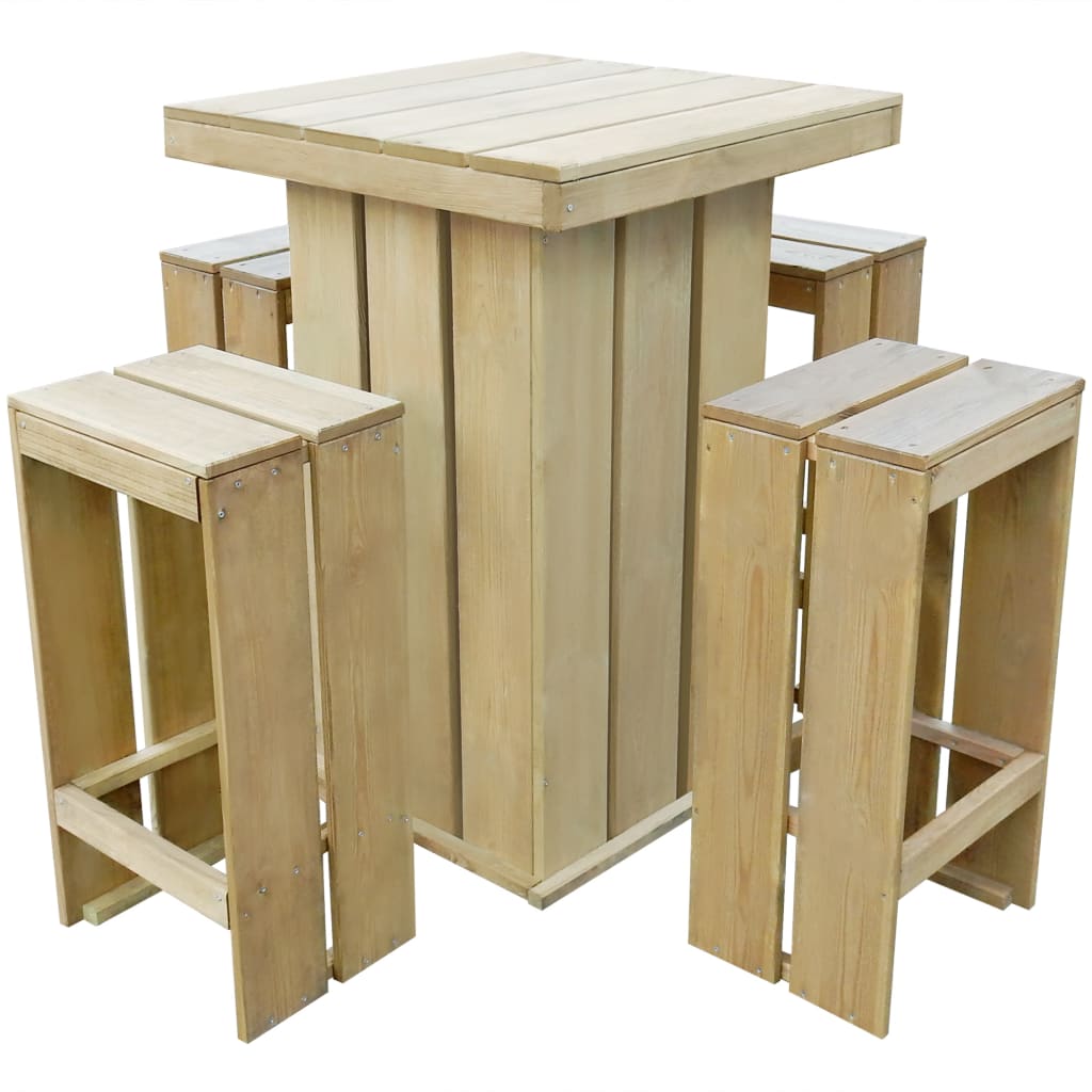 vidaXL Lauko baldų komplektas, 5 dalių, impregnuota pušies mediena