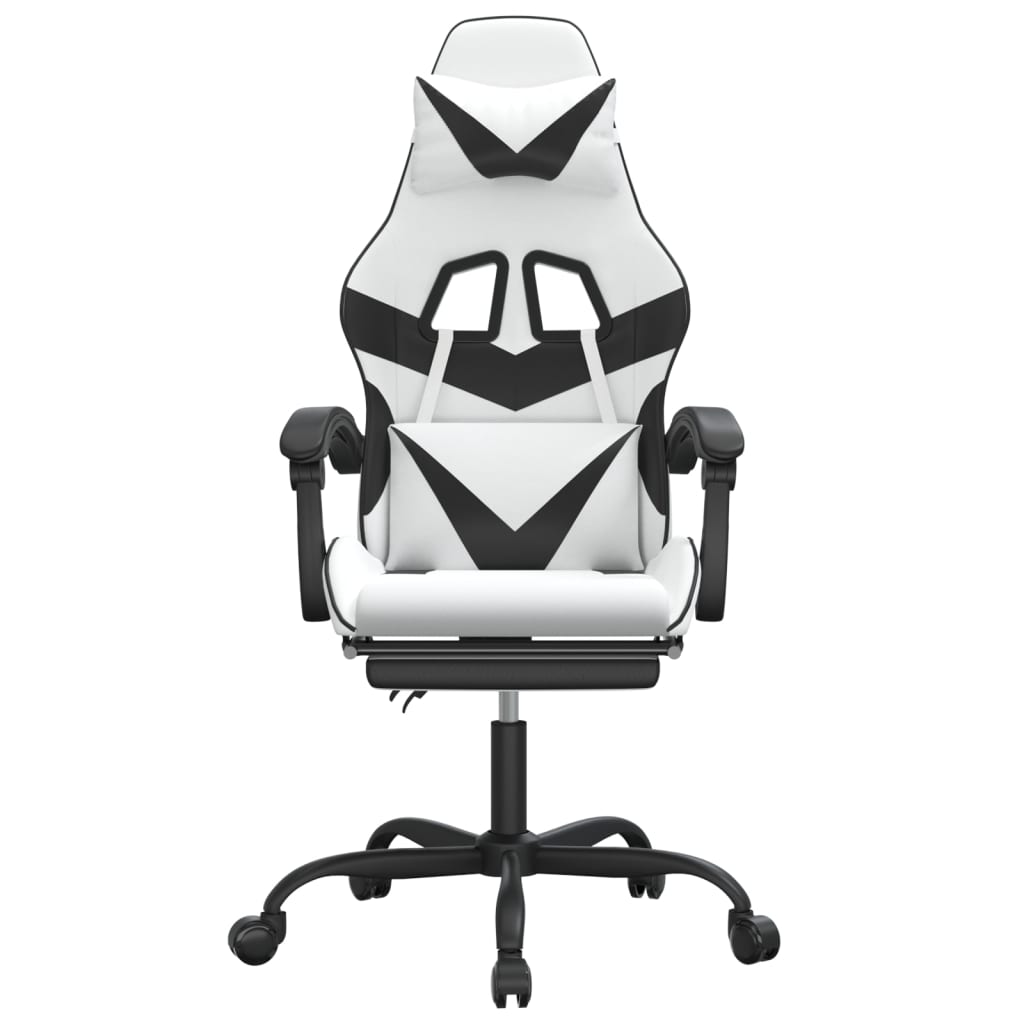 vidaXL Pasukama žaidimų kėdė su pakoja, balta ir juoda, dirbtinė oda