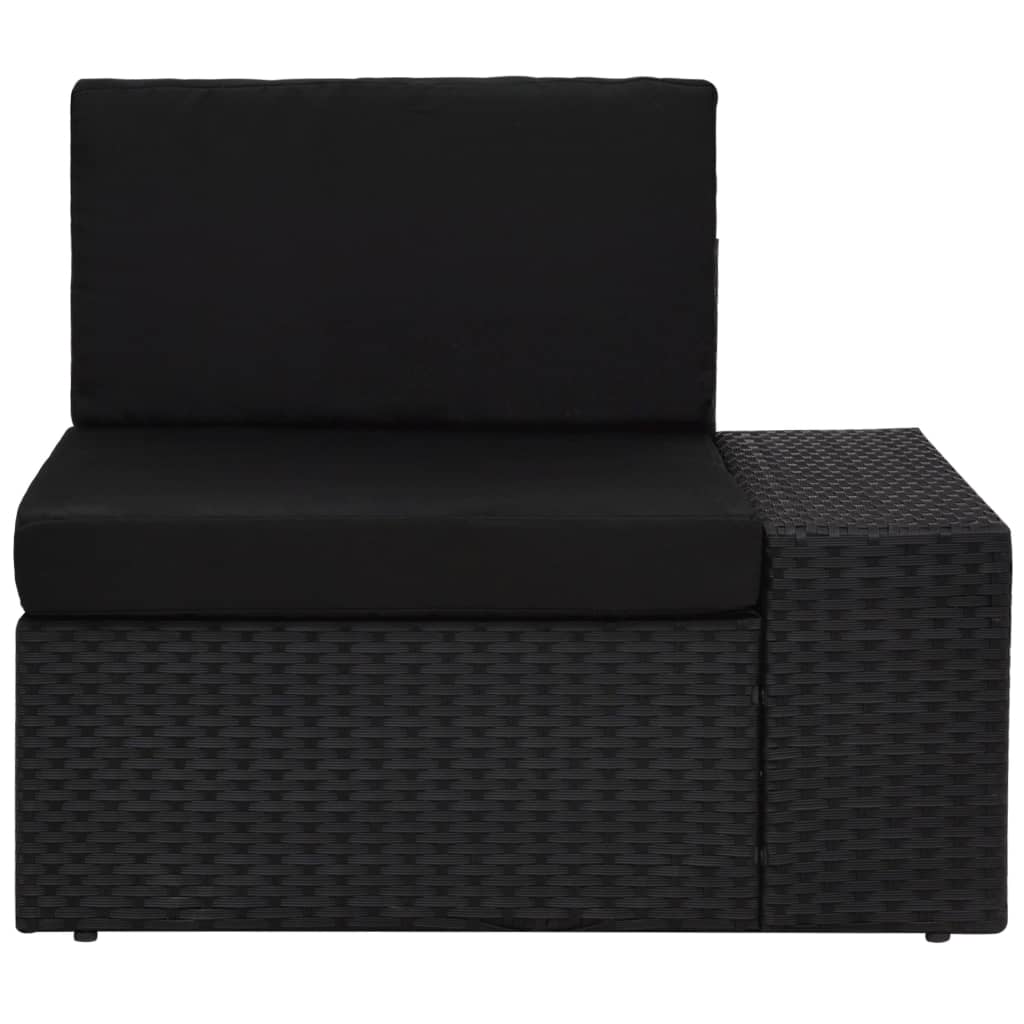 vidaXL Modulinė kampinė sofa su porankiu kairėje, juoda, poliratanas