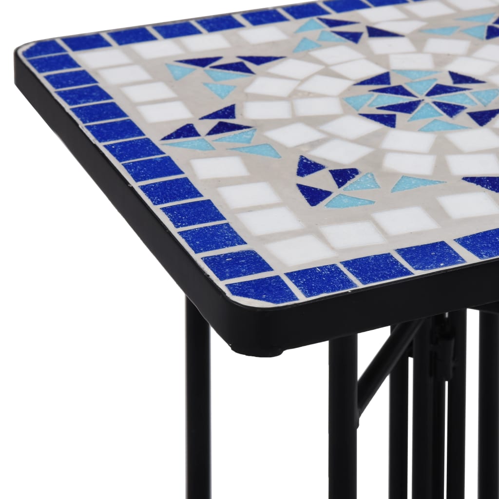 vidaXL Mozaikinis šoninis staliukas, mėlynas ir baltas, keramika