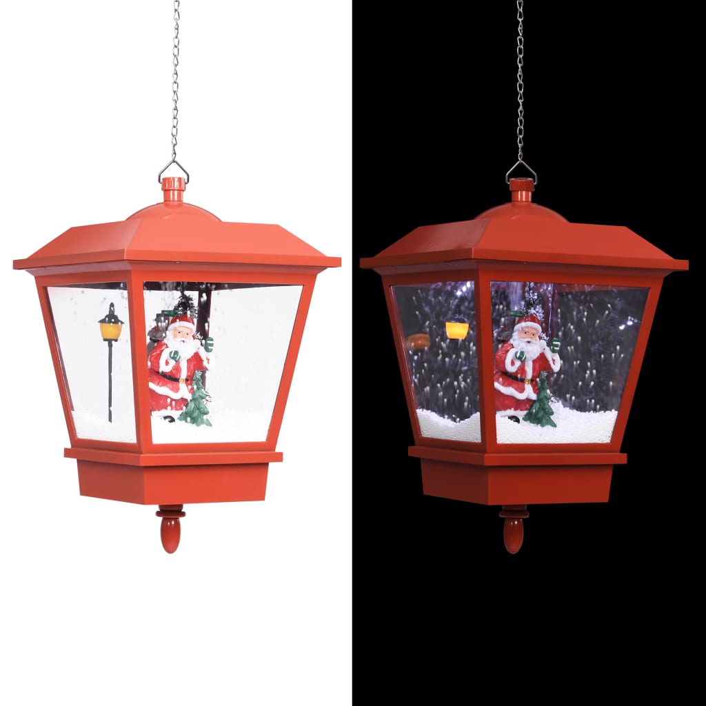 vidaXL Kalėdinis žibintas su LED/Kalėdų Seneliu, raudonas, 27x27x45cm