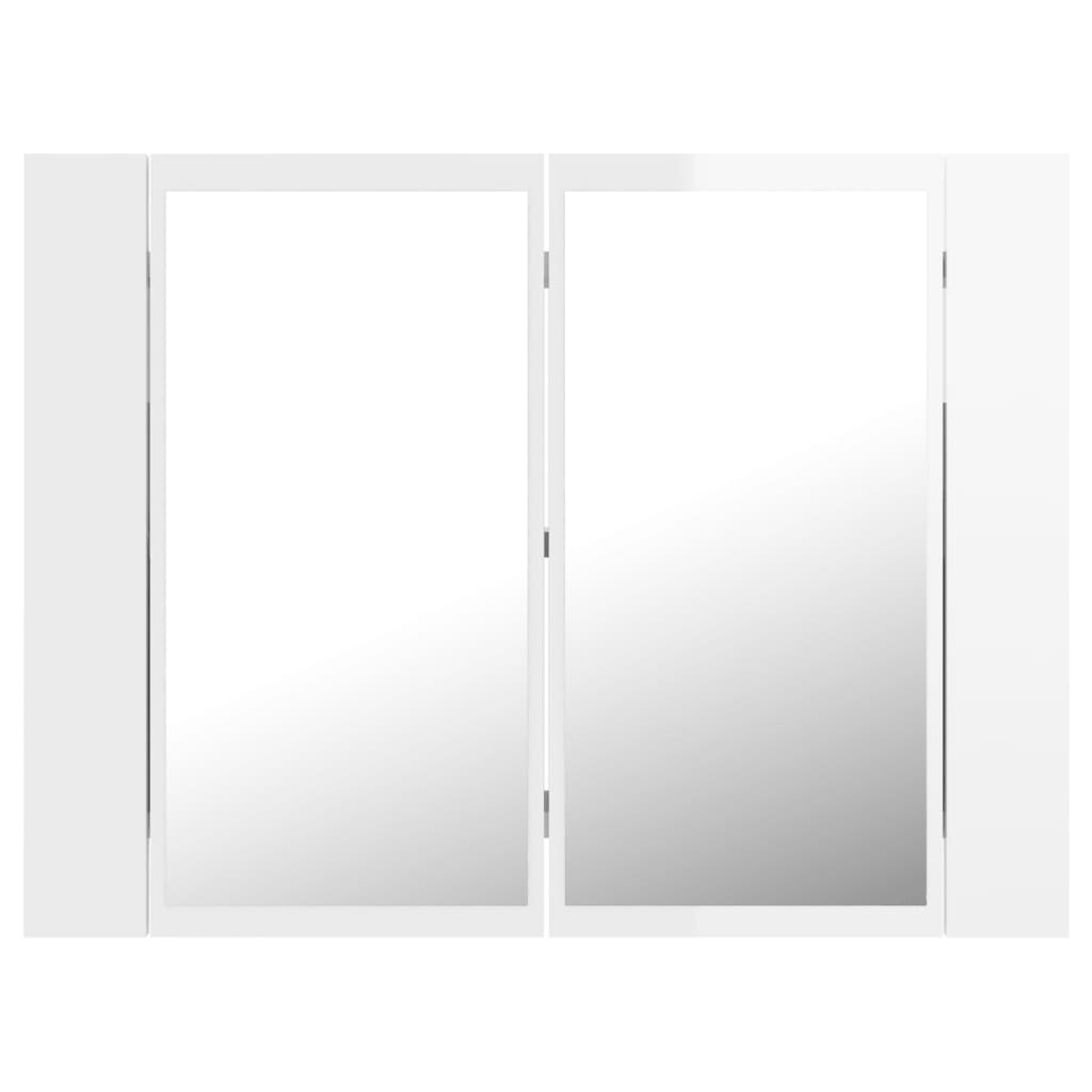 vidaXL Veidrodinė vonios spintelė su LED, balta, 60x12x45cm, akrilas