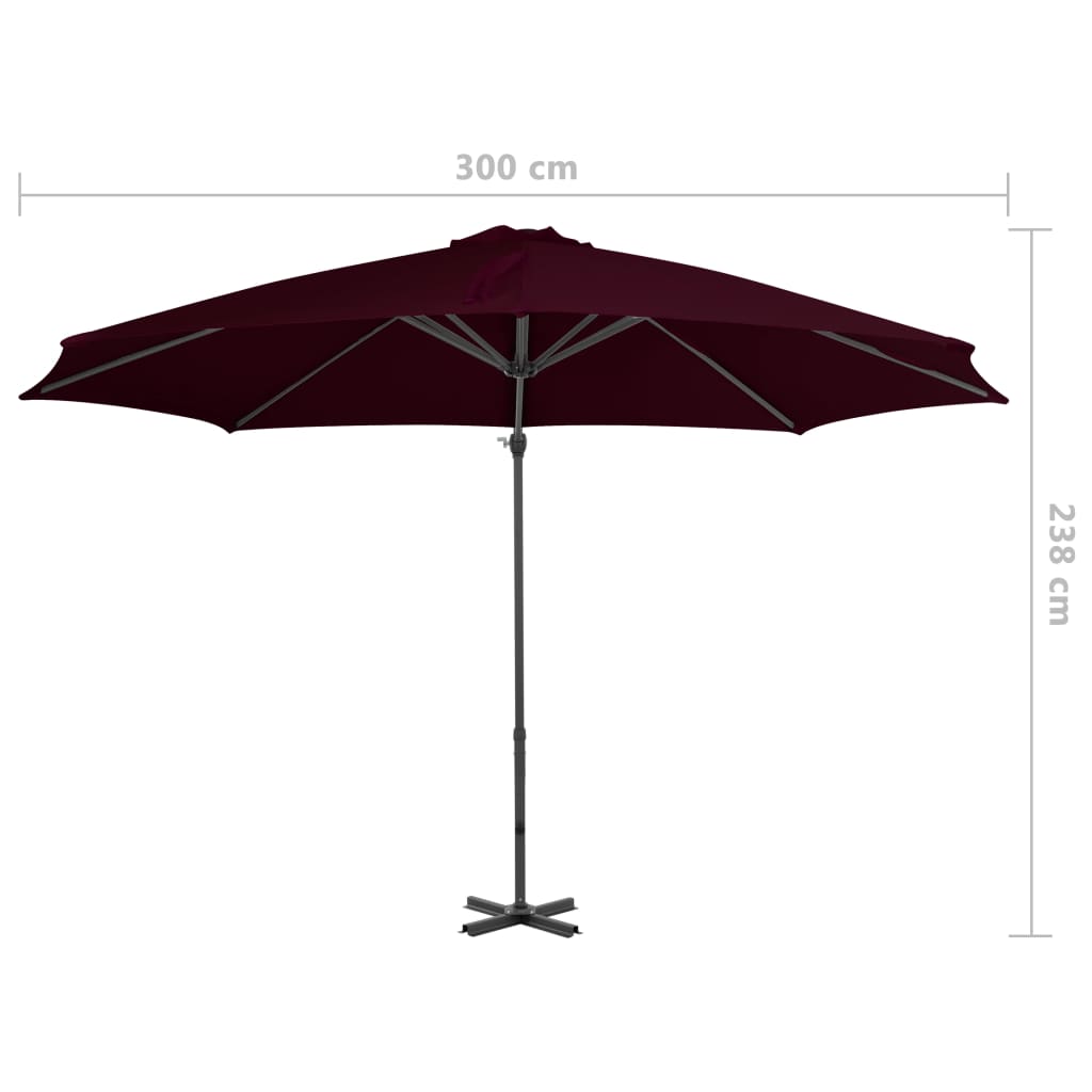vidaXL Gembės formos skėtis su aliuminiu stulpu, raudonas, 300cm