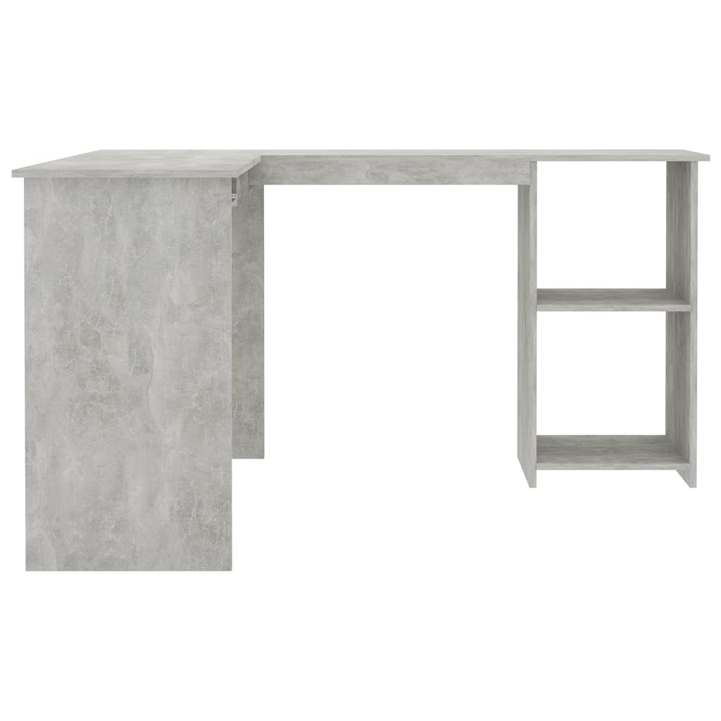 vidaXL Kampinis stalas, betono pilka, 120x140x75cm, MDP, L formos