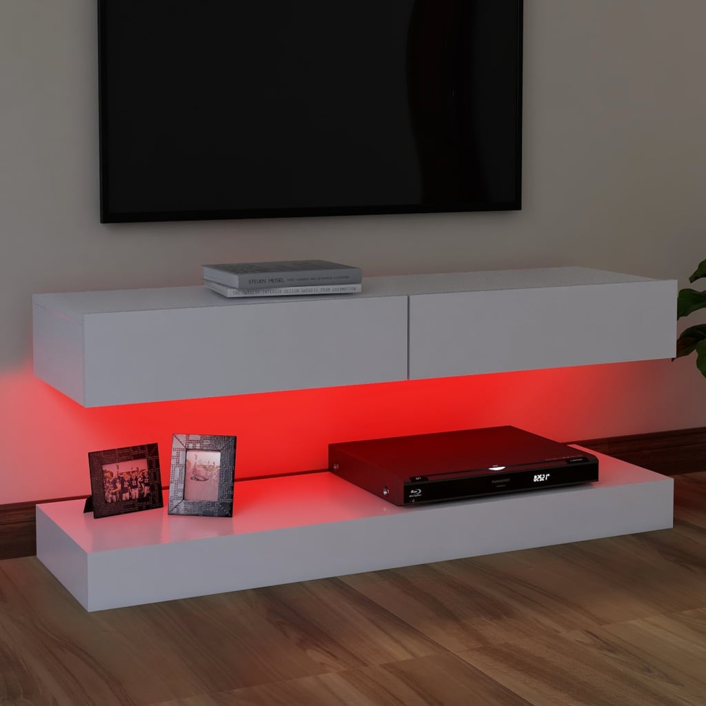 vidaXL Televizoriaus spintelė su LED apšvietimu, balta, 120x35cm