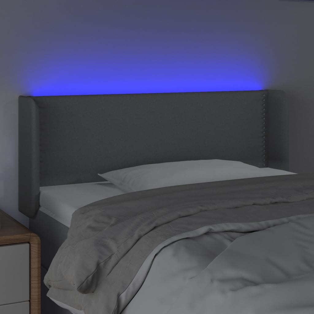 vidaXL Galvūgalis su LED, šviesiai pilkas, 103x16x78/88cm, audinys