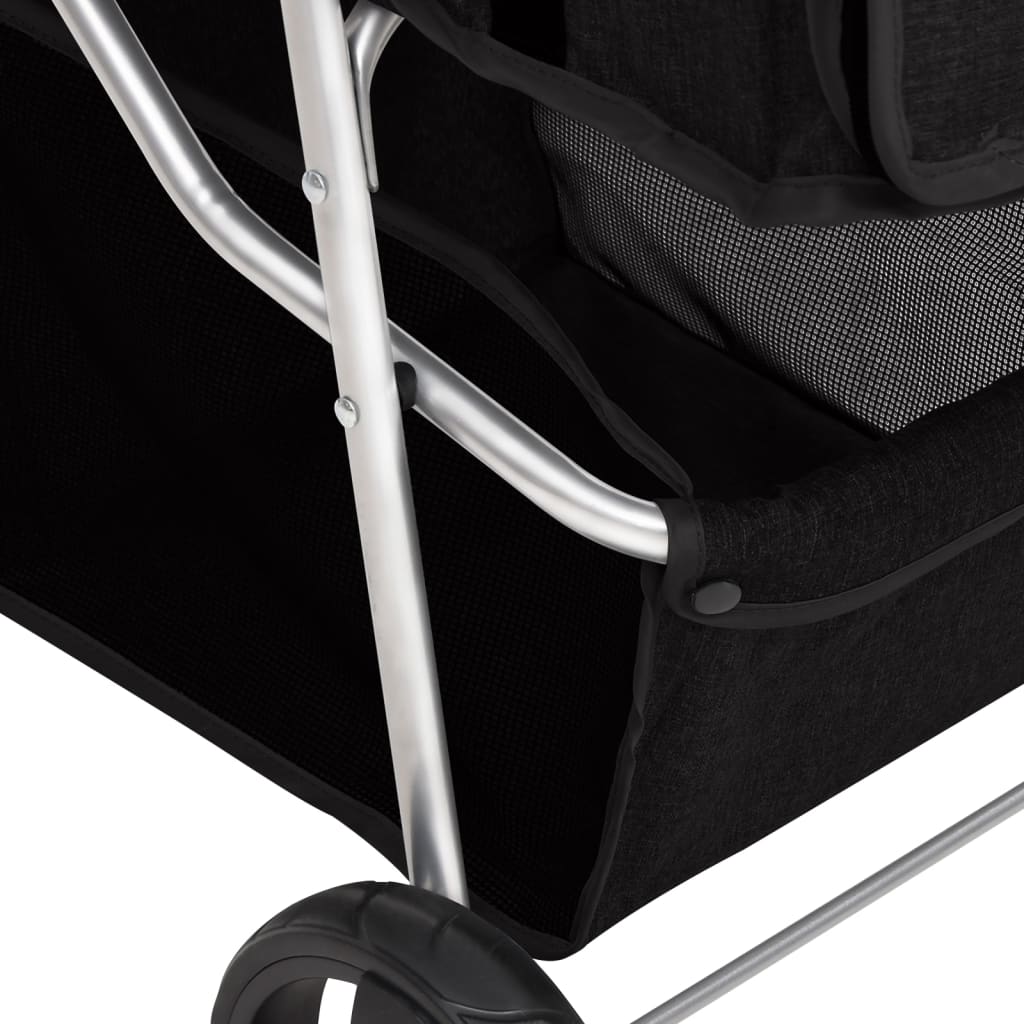 vidaXL Sulankstomas vežimėlis šunims, juodas, 80x46x98cm, audinys