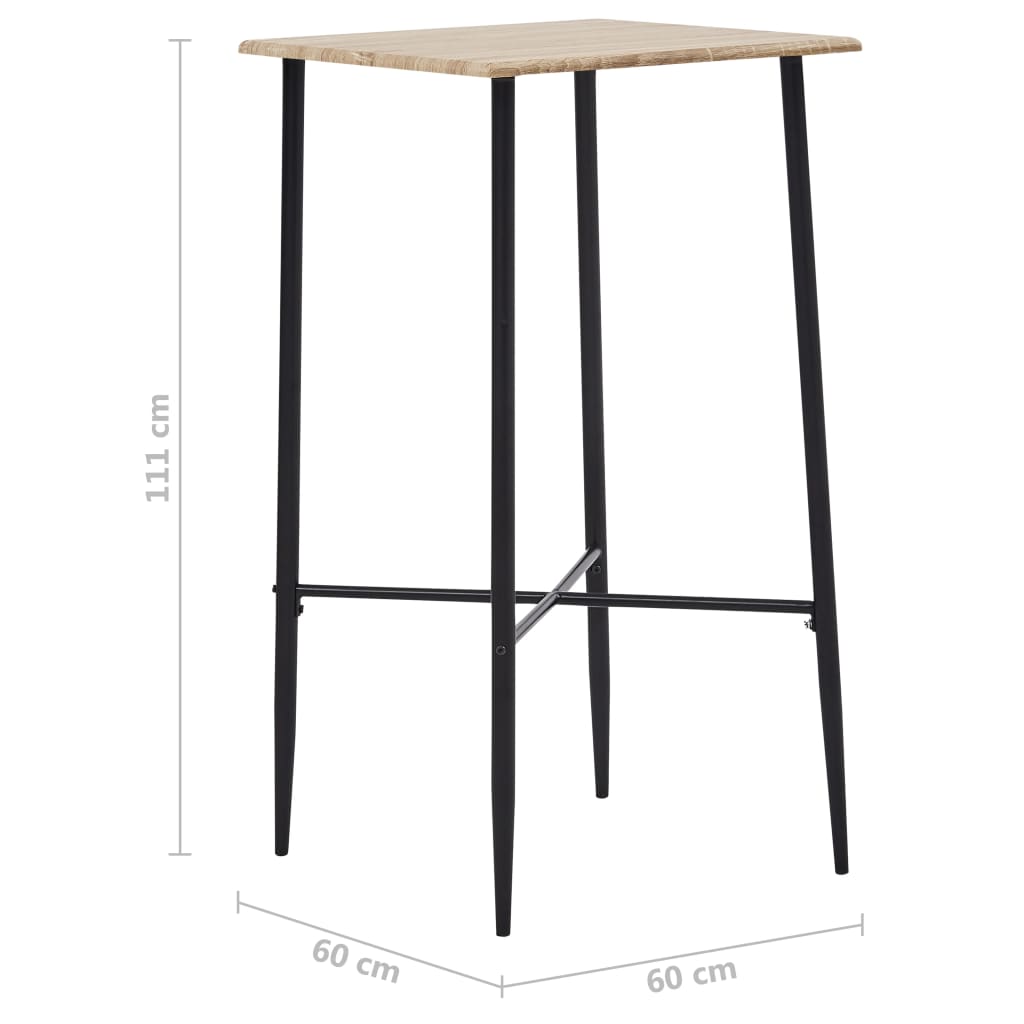 vidaXL Baro stalas, ąžuolo spalvos, 60x60x111cm, MDF