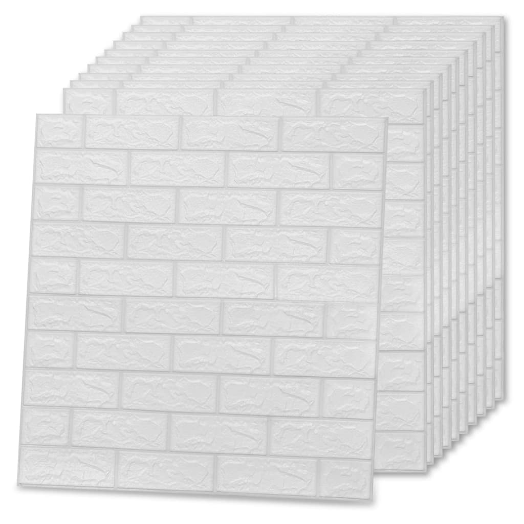 vidaXL Lipnūs 3D tapetai, baltos spalvos, 40vnt., plytų dizaino