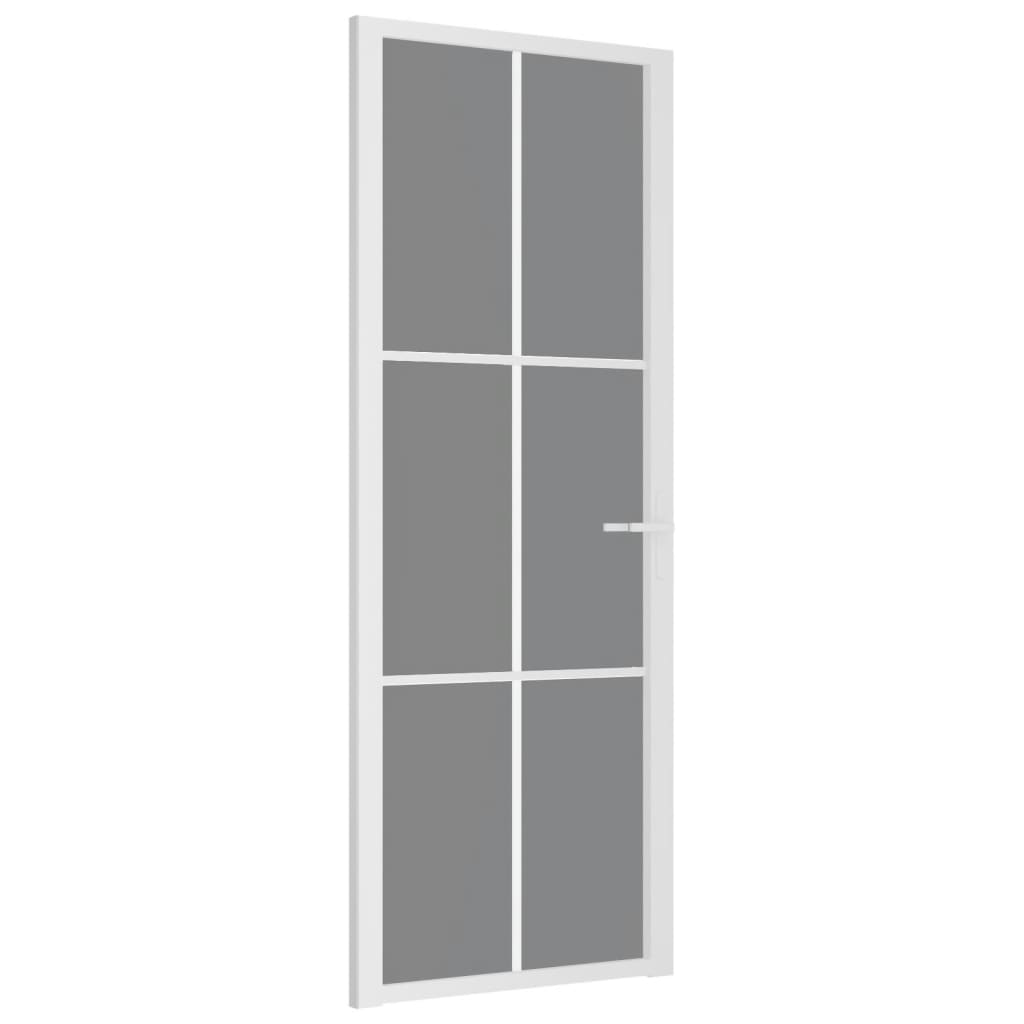 vidaXL Vidaus durys, baltos, 76x201,5cm, ESG stiklas ir aliuminis